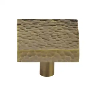 HAM3685 38-AT M&period;Marcus Heritage Brass Cabinet Knob Hammered Square Design 38mm Antique Brass finish