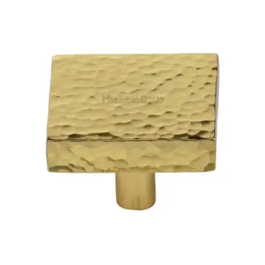 Click Here To Enlarge This Photo Of HAM3685 38-PB M&period;Marcus Heritage Brass Cabinet Knob Hammered Square Design 38mm Polished Brass finish