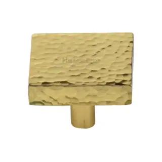 HAM3685 38-PB M&period;Marcus Heritage Brass Cabinet Knob Hammered Square Design 38mm Polished Brass finish