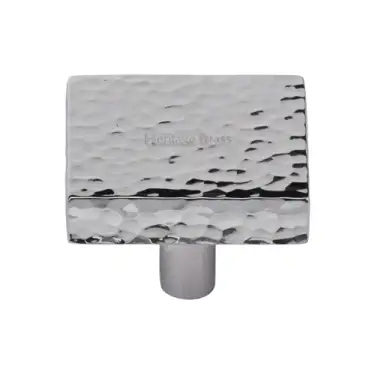 Click Here To Enlarge This Photo Of HAM3685 38-PC M&period;Marcus Heritage Brass Cabinet Knob Hammered Square Design 38mm Polished Chrome finish