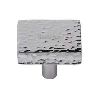 HAM3685 38-PC M&period;Marcus Heritage Brass Cabinet Knob Hammered Square Design 38mm Polished Chrome finish