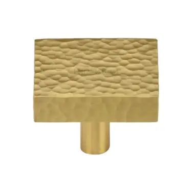 Click Here To Enlarge This Photo Of HAM3685 38-SB M&period;Marcus Heritage Brass Cabinet Knob Hammered Square Design 38mm Satin Brass finish