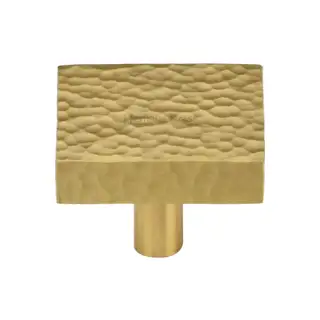 HAM3685 38-SB M&period;Marcus Heritage Brass Cabinet Knob Hammered Square Design 38mm Satin Brass finish
