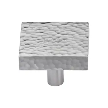 Click Here To Enlarge This Photo Of HAM3685 38-SC M&period;Marcus Heritage Brass Cabinet Knob Hammered Square Design 38mm Satin Chrome finish