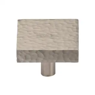 HAM3685 38-SN M&period;Marcus Heritage Brass Cabinet Knob Hammered Square Design 38mm Satin Nickel finish