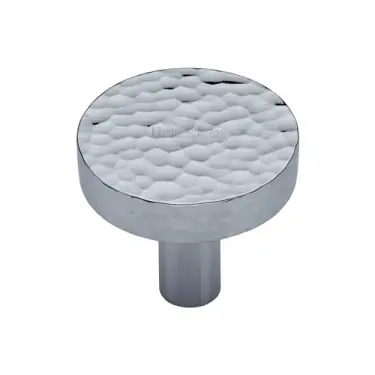 Click Here To Enlarge This Photo Of HAM3880 32-PC M&period;Marcus Heritage Brass Hammered Disc Cabinet Knob 32mm Polished Chrome finish