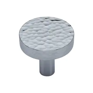 HAM3880 32-PC M&period;Marcus Heritage Brass Hammered Disc Cabinet Knob 32mm Polished Chrome finish