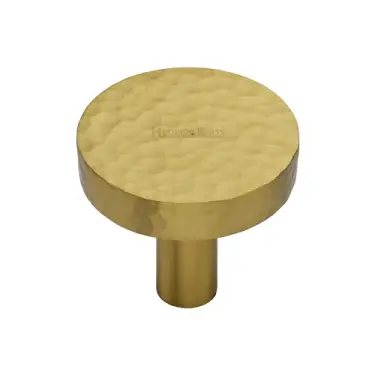 Click Here To Enlarge This Photo Of HAM3880 32-SB M&period;Marcus Heritage Brass Hammered Disc Cabinet Knob 32mm Satin Brass finish