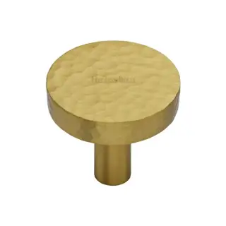 HAM3880 32-SB M&period;Marcus Heritage Brass Hammered Disc Cabinet Knob 32mm Satin Brass finish