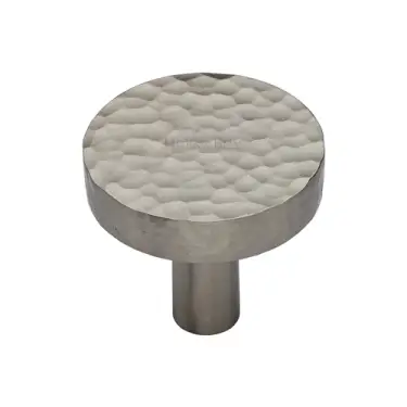 Click Here To Enlarge This Photo Of HAM3880 32-SN M&period;Marcus Heritage Brass Hammered Disc Cabinet Knob 32mm Satin Nickel finish
