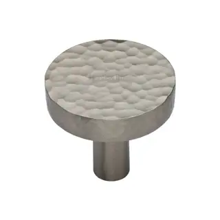 HAM3880 32-SN M&period;Marcus Heritage Brass Hammered Disc Cabinet Knob 32mm Satin Nickel finish