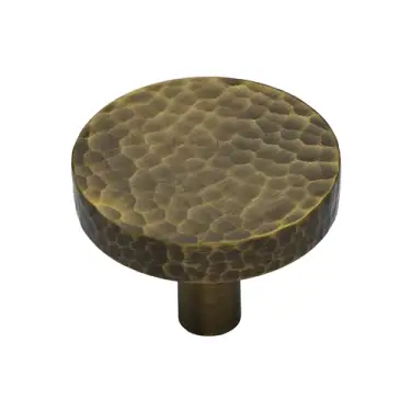 Click Here To Enlarge This Photo Of HAM3880 38-AT M&period;Marcus Heritage Brass Hammered Disc Cabinet Knob 38mm Antique Brass finish