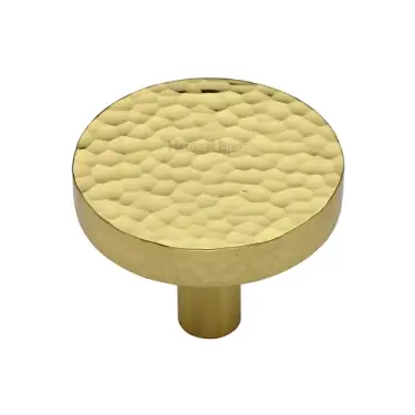 Click Here To Enlarge This Photo Of HAM3880 38-PB M&period;Marcus Heritage Brass Hammered Disc Cabinet Knob 38mm Polished Brass finish