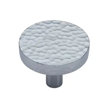 Click Here To Enlarge This Photo Of HAM3880 38-PC M&period;Marcus Heritage Brass Hammered Disc Cabinet Knob 38mm Polished Chrome finish