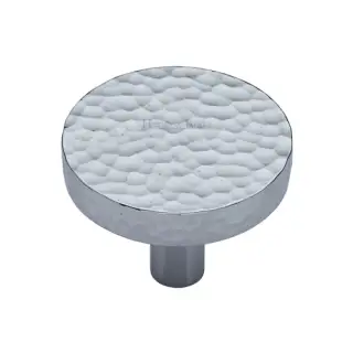 HAM3880 38-PC M&period;Marcus Heritage Brass Hammered Disc Cabinet Knob 38mm Polished Chrome finish