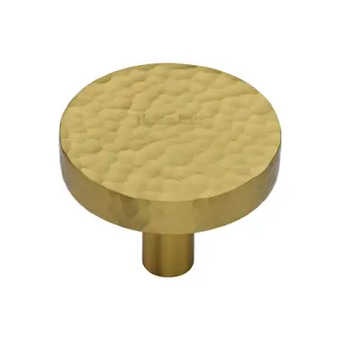 Click Here To Enlarge This Photo Of HAM3880 38-SB M&period;Marcus Heritage Brass Hammered Disc Cabinet Knob 38mm Satin Brass finish