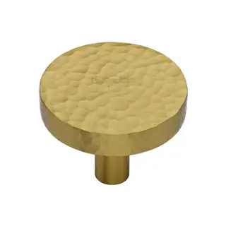 HAM3880 38-SB M&period;Marcus Heritage Brass Hammered Disc Cabinet Knob 38mm Satin Brass finish