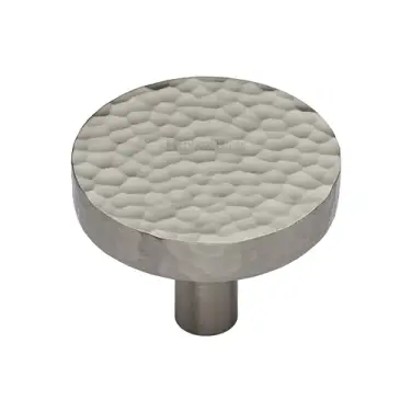 Click Here To Enlarge This Photo Of HAM3880 38-SN M&period;Marcus Heritage Brass Hammered Disc Cabinet Knob 38mm Satin Nickel finish
