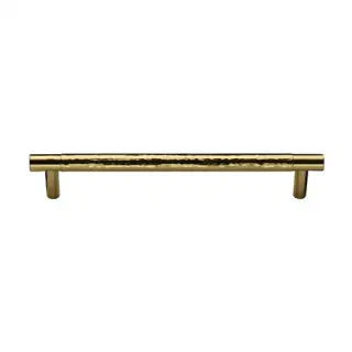 HAM4461 160-PB M&period;Marcus Heritage Brass Cabinet Pull Partial Hammered Design 160mm CTC Polished Brass finish
