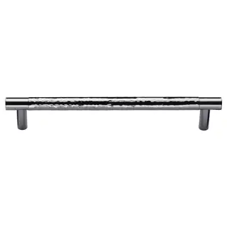 HAM4461 256-PC M&period;Marcus Heritage Brass Cabinet Pull Partial Hammered Design 256mm CTC Polished Chrome finish