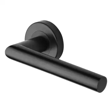 Click Here To Enlarge This Photo Of V3840-BKMT M&period;Marcus Heritage Brass Door Handle Lever Latch on Round Rose Athena Design Matt Black finish
