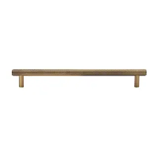 V4458 192-AT M&period;Marcus Heritage Brass Cabinet Pull Complete Knurl Design 192mm CTC Antique Brass finish