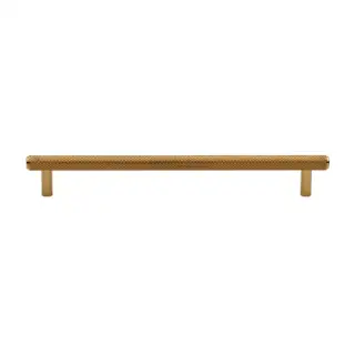 V4458 192-PB M&period;Marcus Heritage Brass Cabinet Pull Complete Knurl Design 192mm CTC Polished Brass finish