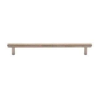 V4458 192-PNF M&period;Marcus Heritage Brass Cabinet Pull Complete Knurl Design 192mm CTC Polished Nickel finish