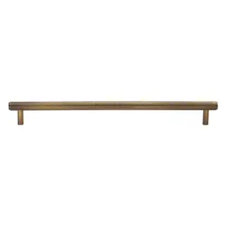 V4458 254-AT M&period;Marcus Heritage Brass Cabinet Pull Complete Knurl Design 254mm CTC Antique Brass finish