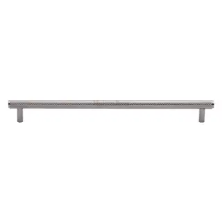 V4458 254-PC M&period;Marcus Heritage Brass Cabinet Pull Complete Knurl Design 254mm CTC Polished Chrome finish