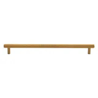 V4458 254-SB M&period;Marcus Heritage Brass Cabinet Pull Complete Knurl Design 254mm CTC Satin Brass finish
