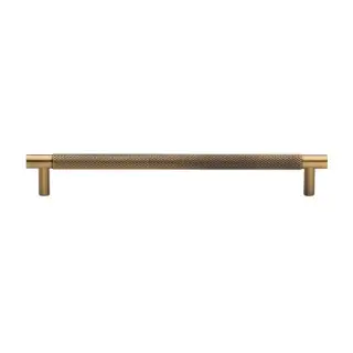 V4461 192-AT M&period;Marcus Heritage Brass Cabinet Pull Partial Knurl Design 192mm CTC Antique Brass finish