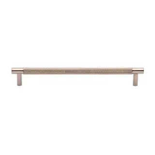 V4461 192-PNF M&period;Marcus Heritage Brass Cabinet Pull Partial Knurl Design 192mm CTC Polished Nickel finish