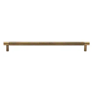 V4461 254-AT M&period;Marcus Heritage Brass Cabinet Pull Partial Knurl Design 254mm CTC Antique Brass finish