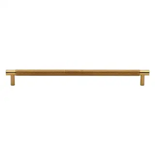 V4461 254-PB M&period;Marcus Heritage Brass Cabinet Pull Partial Knurl Design 254mm CTC Polished Brass finish