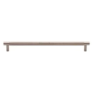 V4461 254-PNF M&period;Marcus Heritage Brass Cabinet Pull Partial Knurl Design 254mm CTC Polished Nickel finish