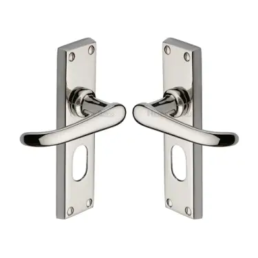 Click Here To Enlarge This Photo Of V725-PNF M&period;Marcus Heritage Brass Door Handle for Oval Profile Plate Windsor Design Polished Nickel Finish
