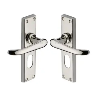 V725-PNF M&period;Marcus Heritage Brass Door Handle for Oval Profile Plate Windsor Design Polished Nickel Finish