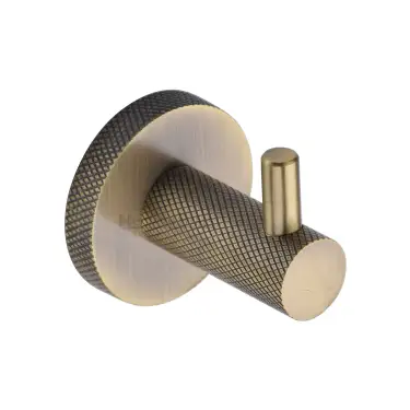 Click Here To Enlarge This Photo Of V1046-AT Heritage Brass Knurled Hook with Peg Antique Brass Finish