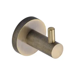 V1046-AT Heritage Brass Knurled Hook with Peg Antique Brass Finish