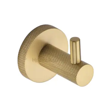 Click Here To Enlarge This Photo Of V1046-SB Heritage Brass Knurled Hook with Peg Satin Brass Finish