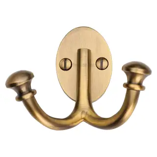 V1063-AT Heritage Brass Ball Double Robe Hook Antique Brass finish