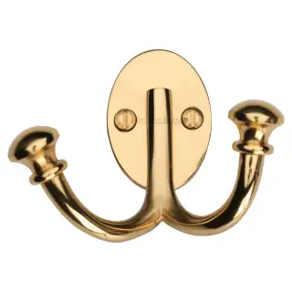 V1063-PB Heritage Brass Ball Double Robe Hook Polished Brass finish