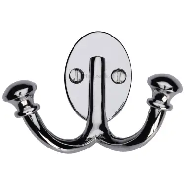Click Here To Enlarge This Photo Of V1063-PC Heritage Brass Ball Double Robe Hook Polished Chrome finish