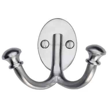 Click Here To Enlarge This Photo Of V1063-SC Heritage Brass Ball Double Robe Hook Satin Chrome finish