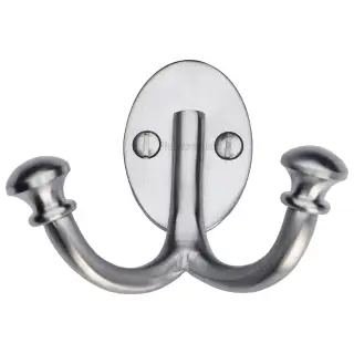 V1063-SC Heritage Brass Ball Double Robe Hook Satin Chrome finish