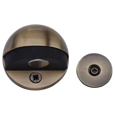 Click Here To Enlarge This Photo Of V1080 MAG-AT Heritage Brass Round Shielded Floor Mounted Magnetic Door Stop Antique Brass finish