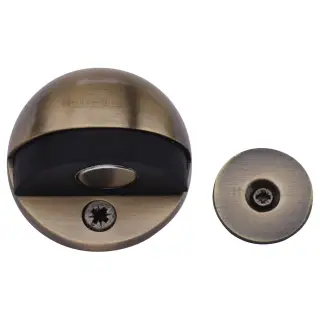 V1080 MAG-AT Heritage Brass Round Shielded Floor Mounted Magnetic Door Stop Antique Brass finish