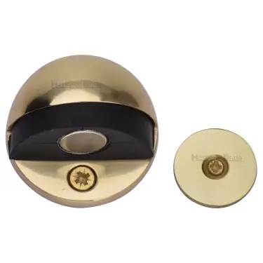 Click Here To Enlarge This Photo Of V1080 MAG-PB Heritage Brass Round Shielded Floor Mounted Magnetic Door Stop Polished Brass finish