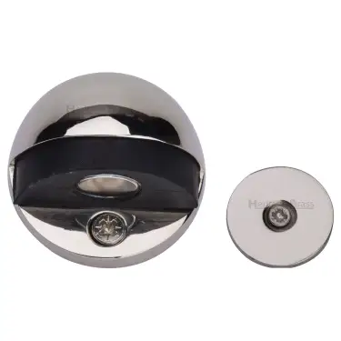 Click Here To Enlarge This Photo Of V1080 MAG-PNF Heritage Brass Round Shielded Floor Mounted Magnetic Door Stop Polished Nickel finish
